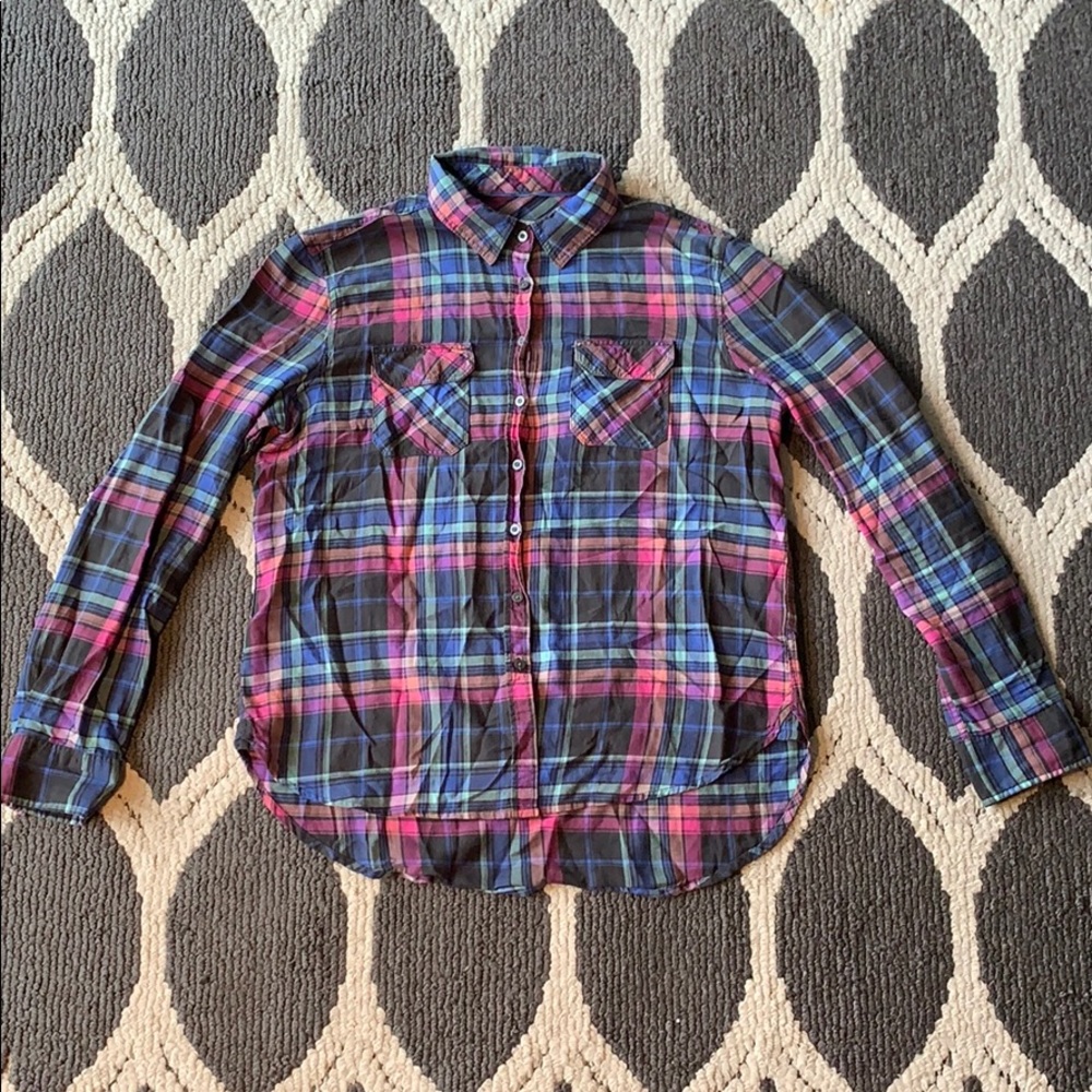 Purple/Pink/Blue Aeropostale Plaid Button-Up